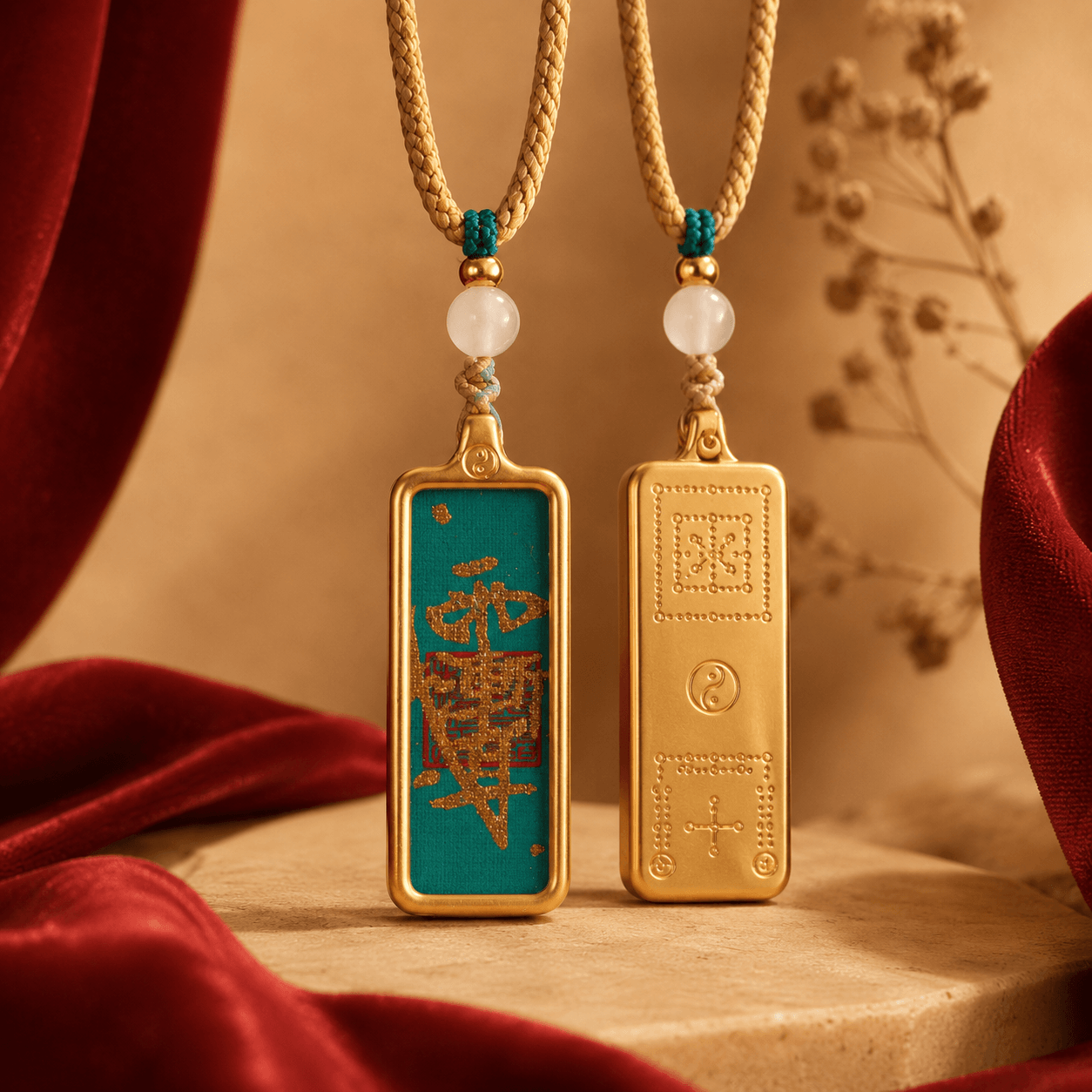 Wood Element Gold Pendant Necklace display image