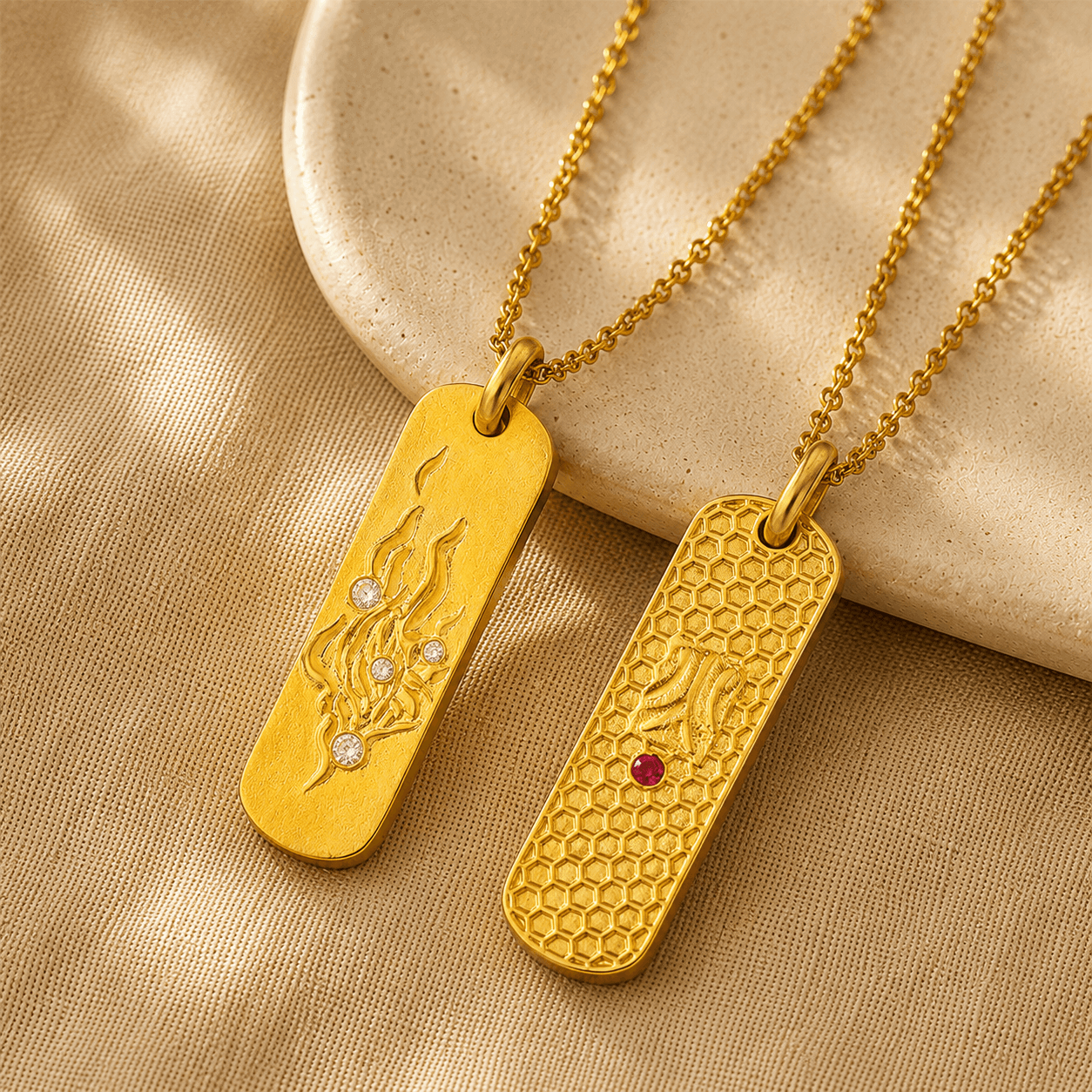 Fire Element Gold Pendant Necklace