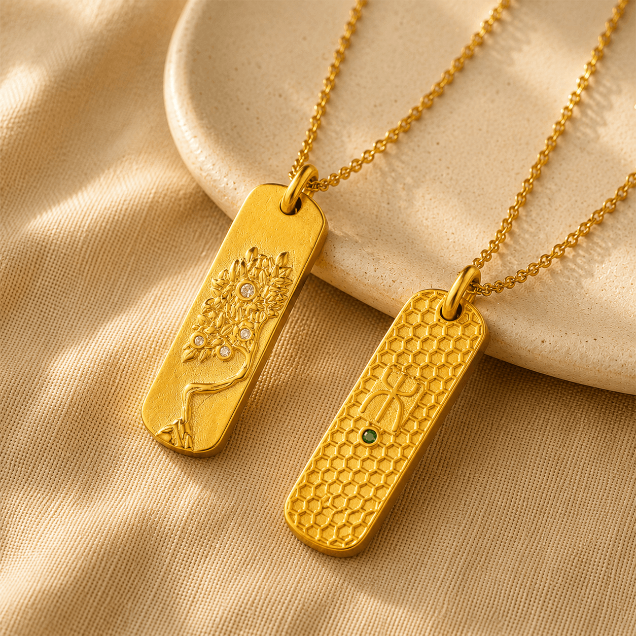 Wood Element Gold Pendant Necklace
