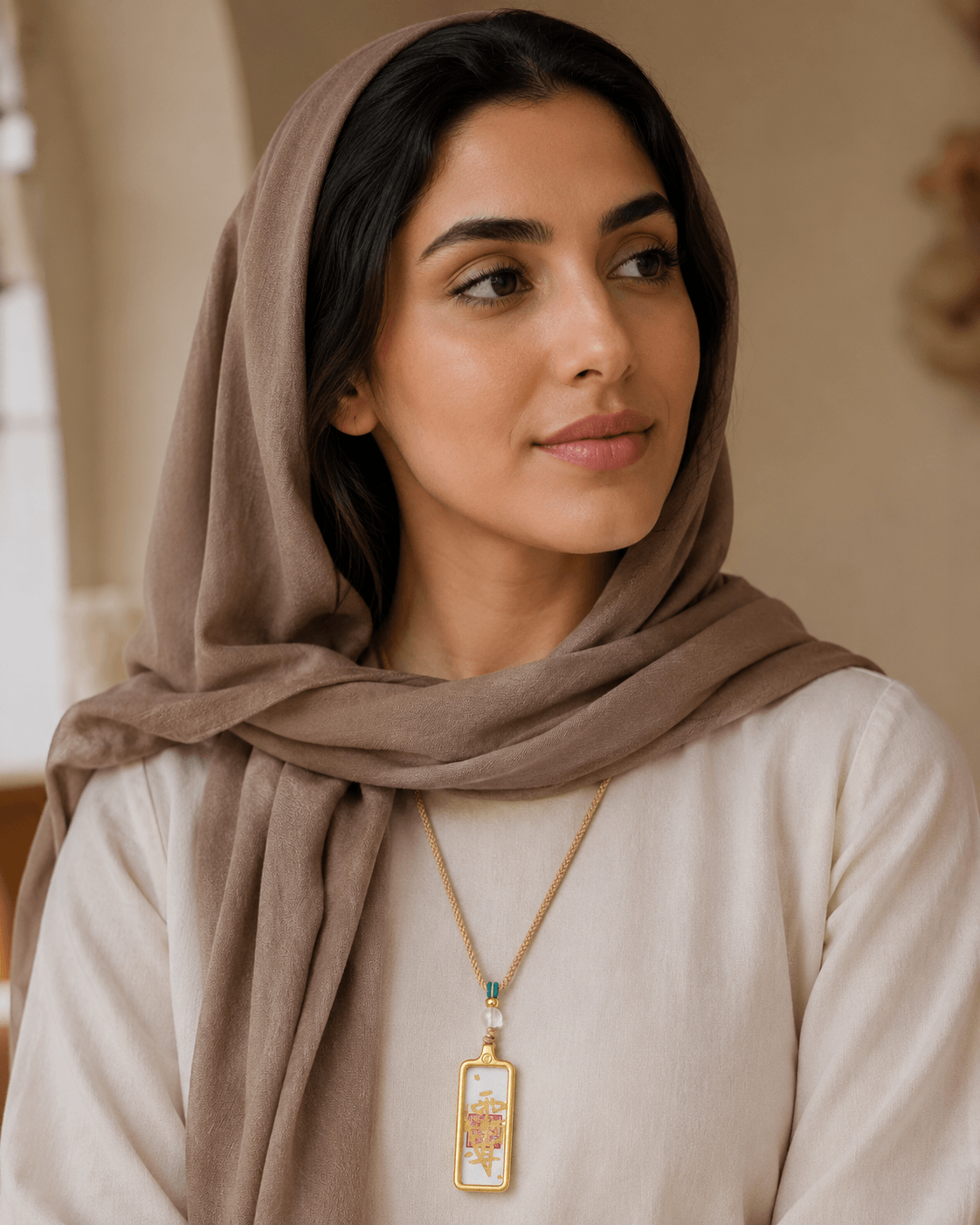 Metal Element Guardian Necklace wearing example