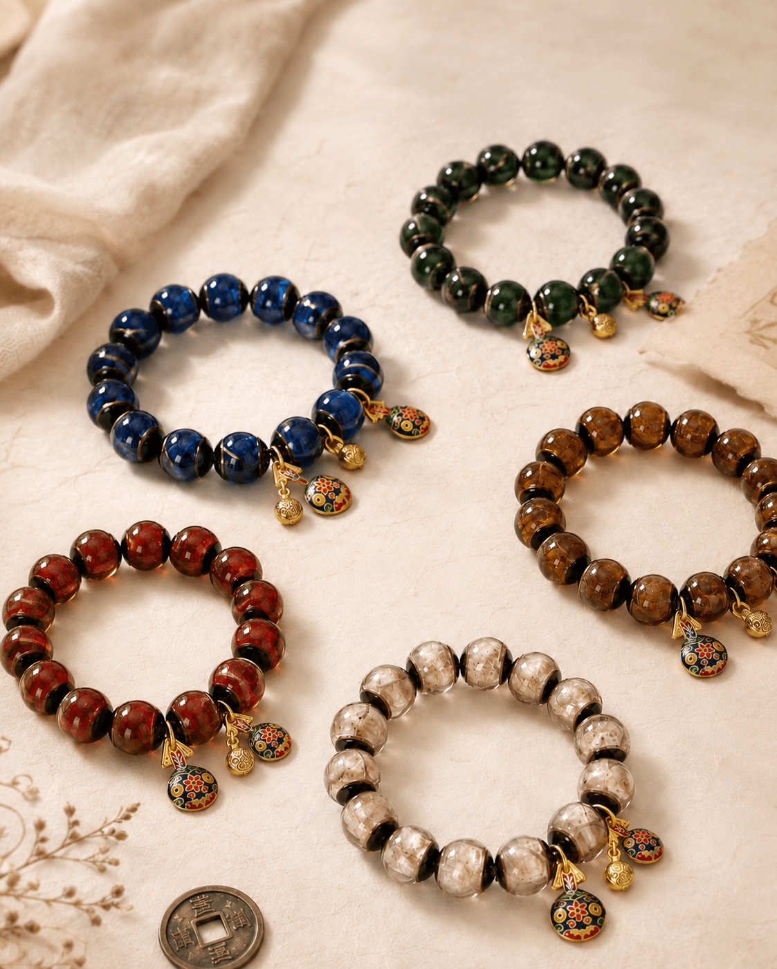 Five element bead bracelets collection